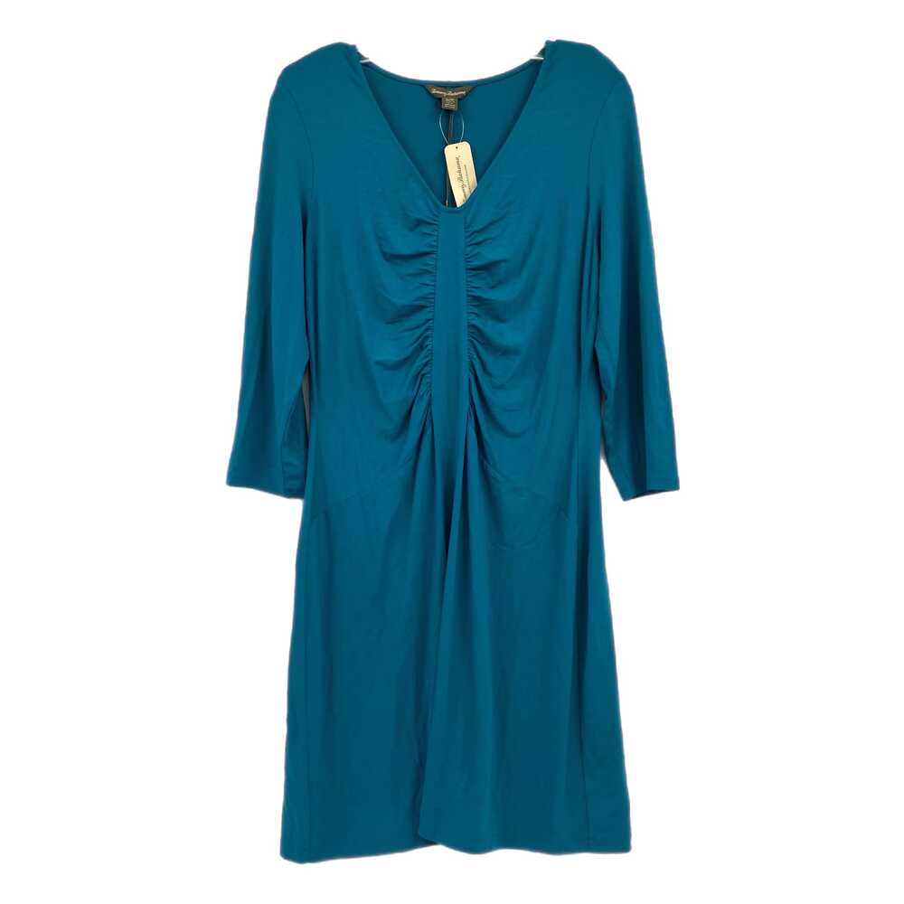 Tommy Bahama Blue Mini Dress 3/4 Sleeve Scoop Neck Short | Womens L